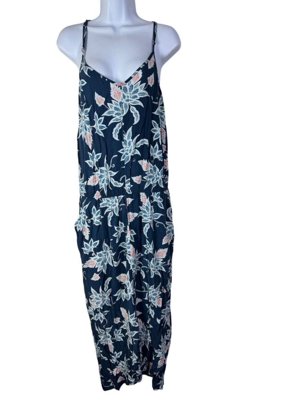 Carve Designs Womens Floral Midi Dress size medium Blue White Lightweight Boho